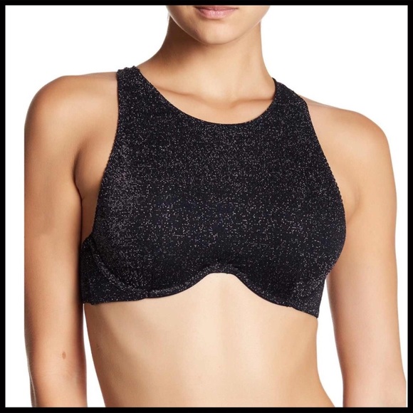 FREE PEOPLE SPARKLE BLACK CROP TOP BRALETTE A2C - Picture 6 of 8